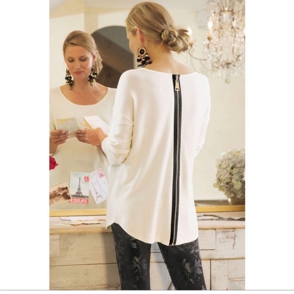 Soft Surroundings Tops - Soft Surroundings Margulies Zip Back Sweater Tunic Top L
